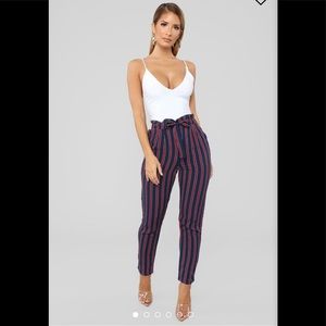 Fashion Nova Navy Tie Waist Pants